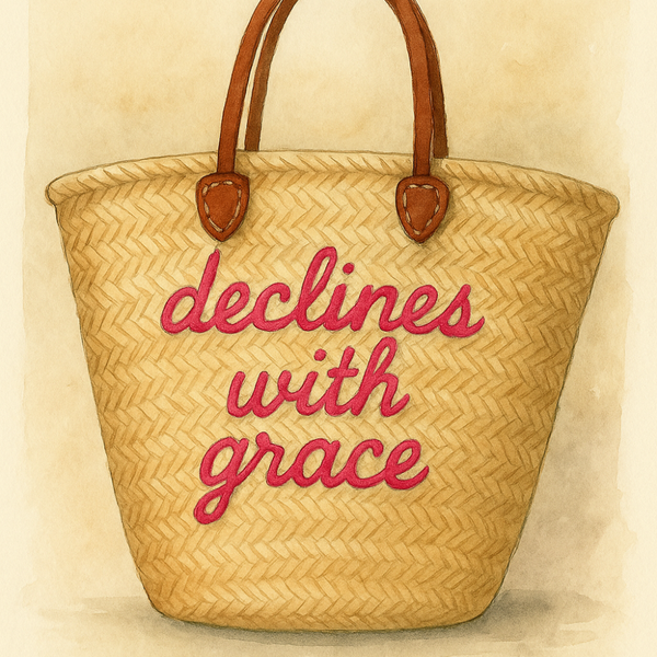 The Kitty Badminton Straw Bag - Pick your Quote