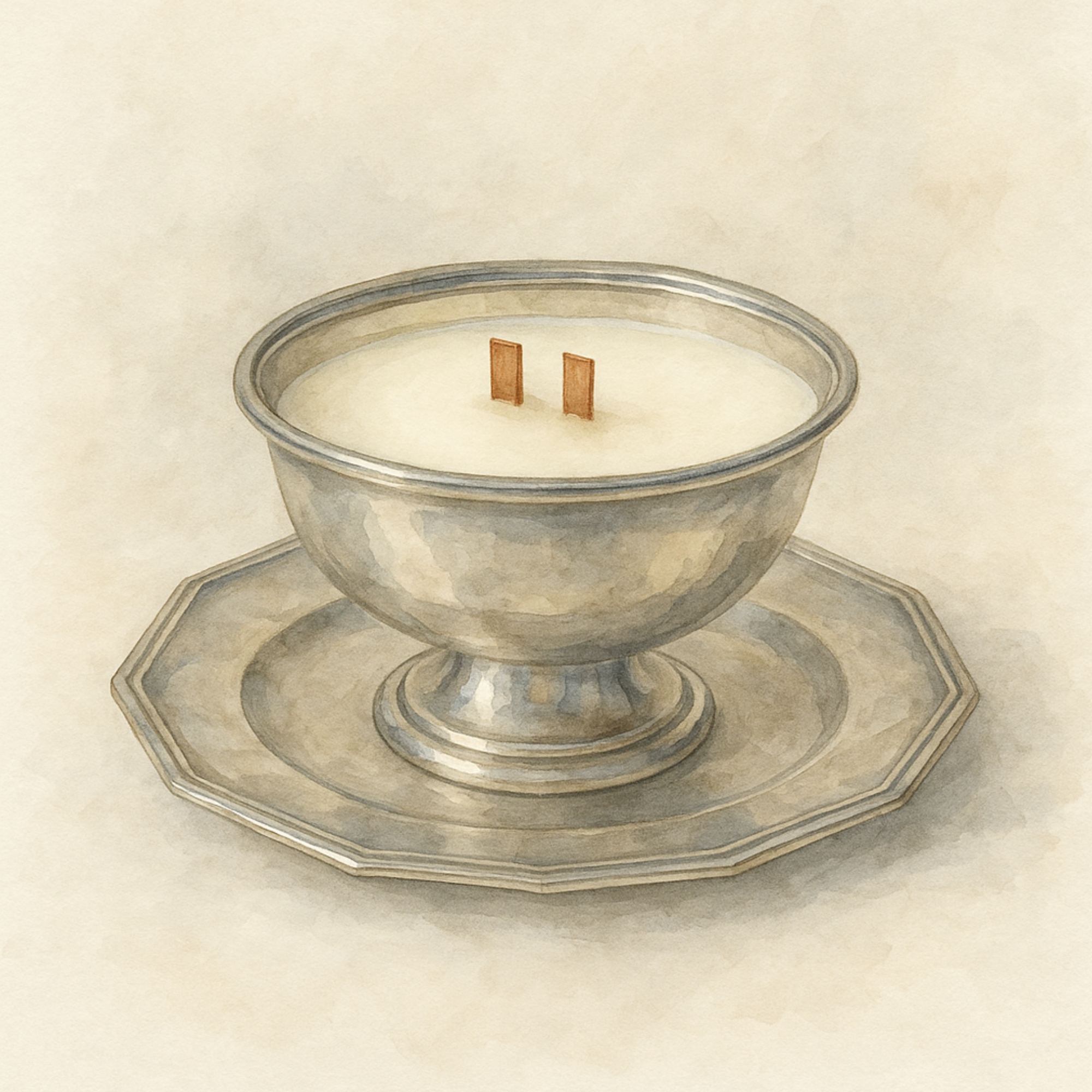 Gallia Candle Bowl with Attached Plate