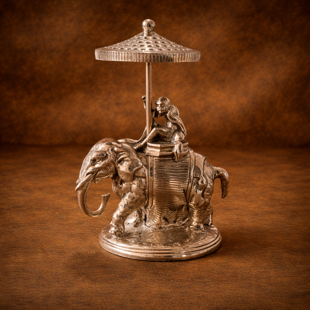 Christofle “Elephant Under Parasol” Toothpick Holder