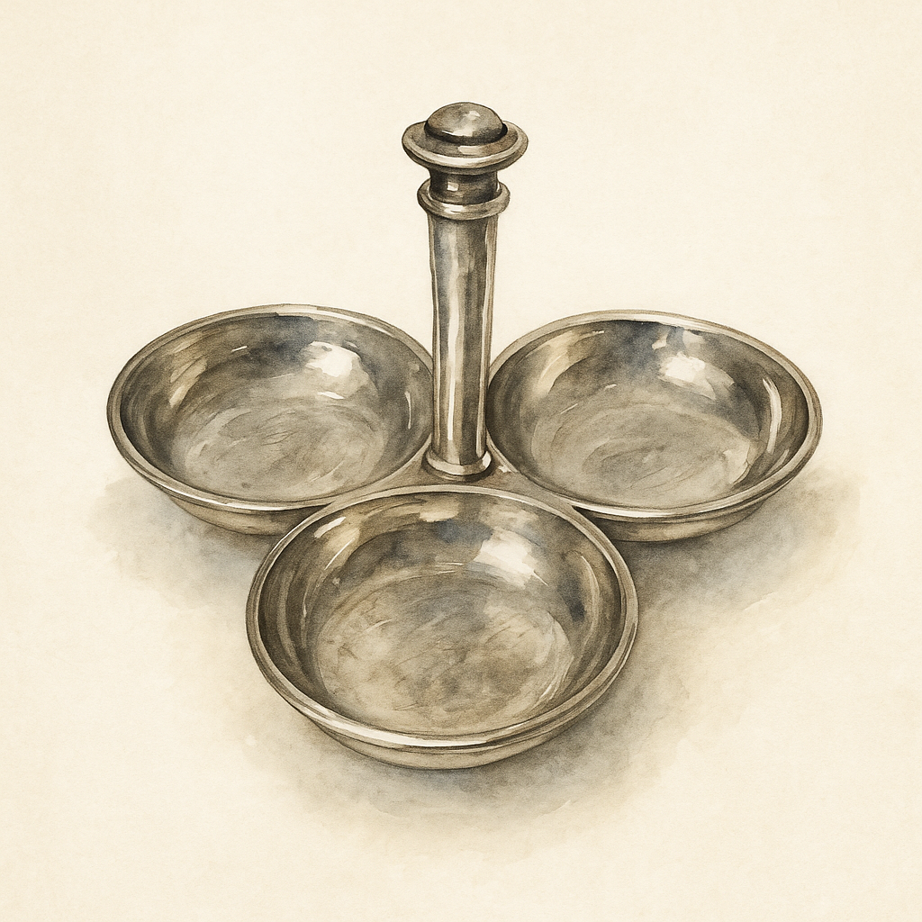 Triple Bonbon & Relish Server, Silver-Plate