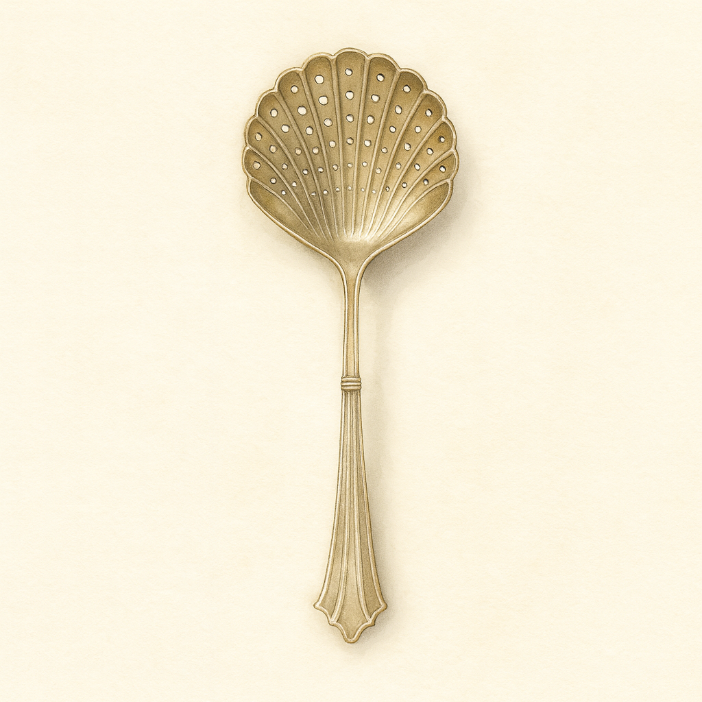 Pierced Shell Sugar Sifter Spoon, EPNS (Vintage)