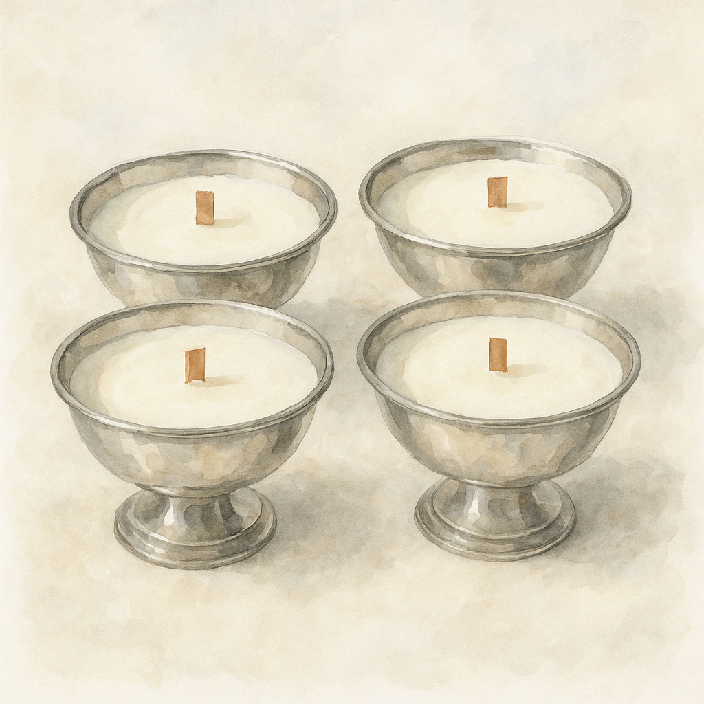 Italian Silver Plate Ice Cream Bowl Candles