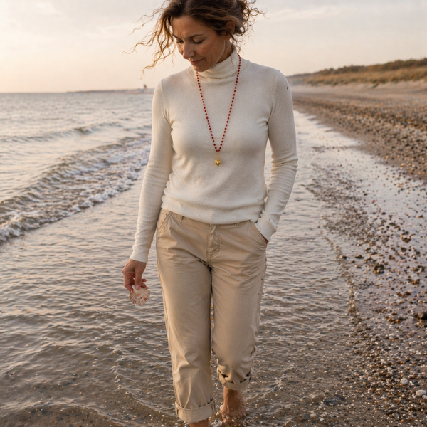 209 | Coral bead necklace and ex voto heart