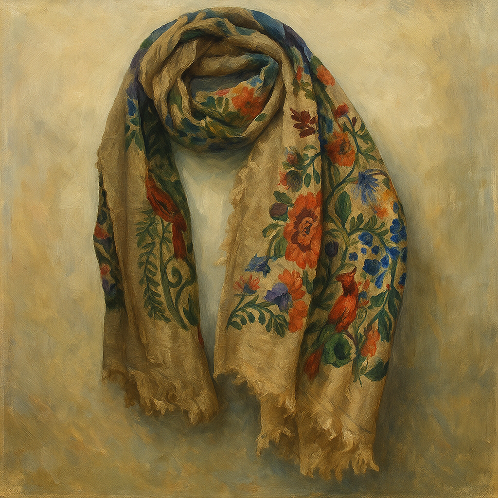 Ms. Finch’s Floral Scarf with Birds