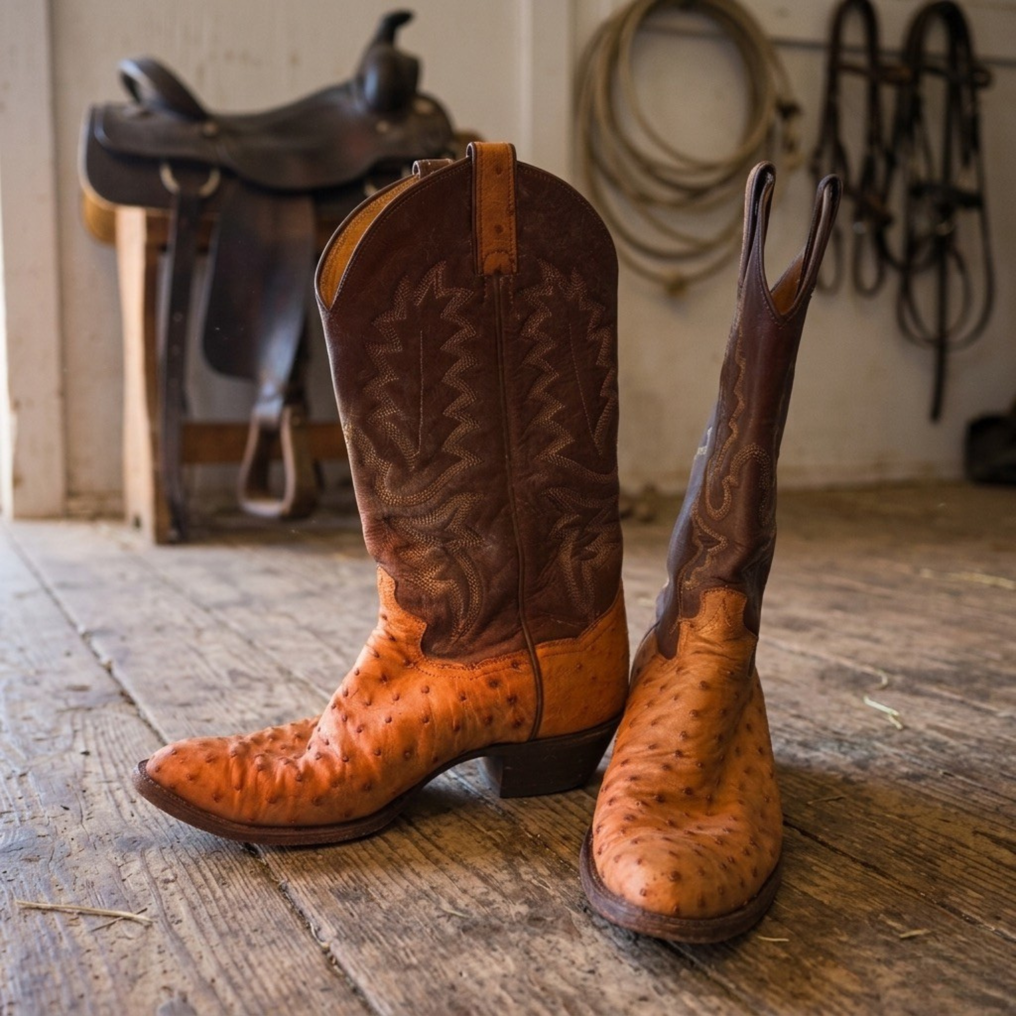Ostrich & Stitch Cowboy Boots (Men’s Size 10)